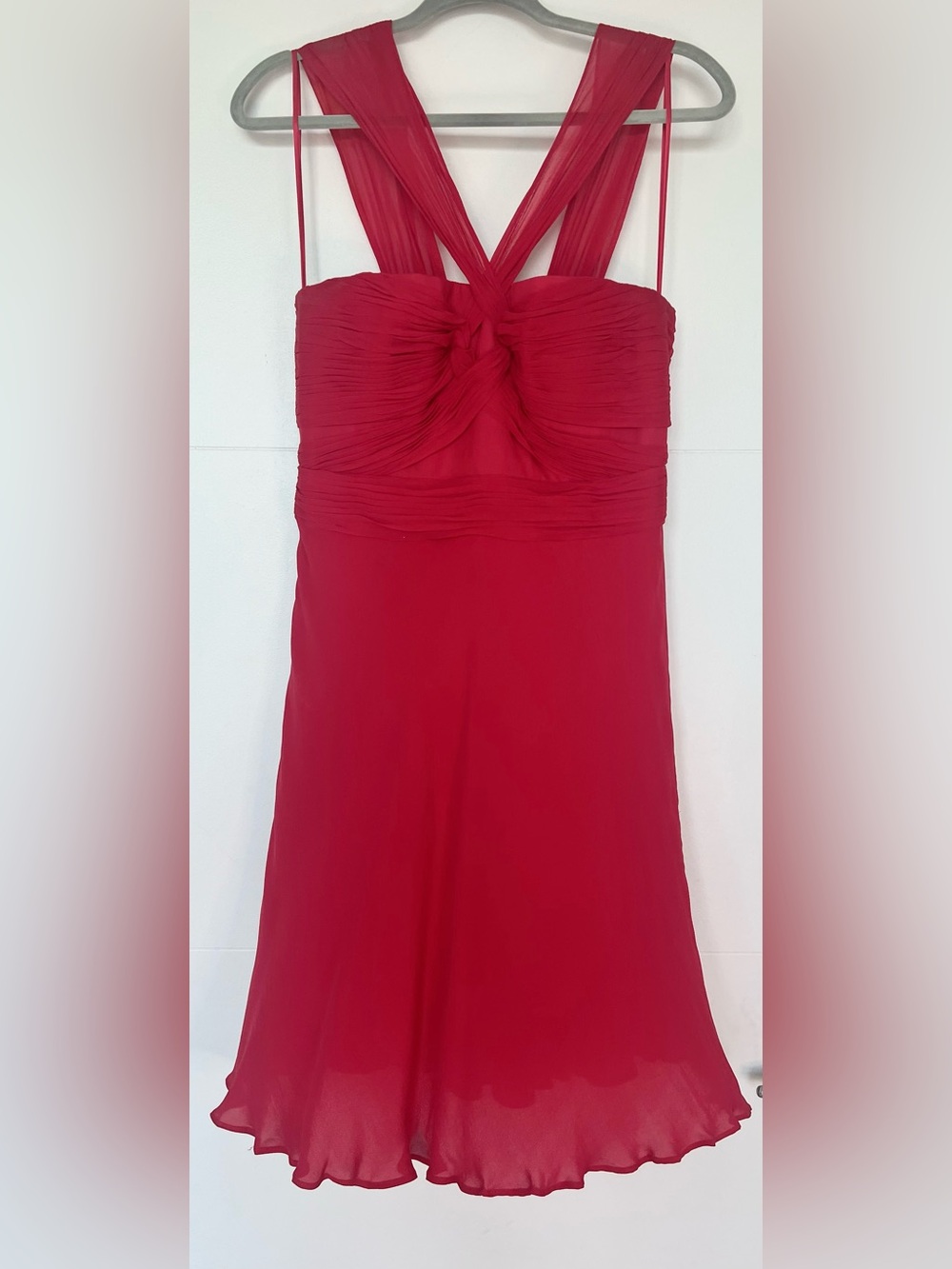 Xeniya Women’s 6 Red 100% Silk Ruched Cocktail Evening Dress